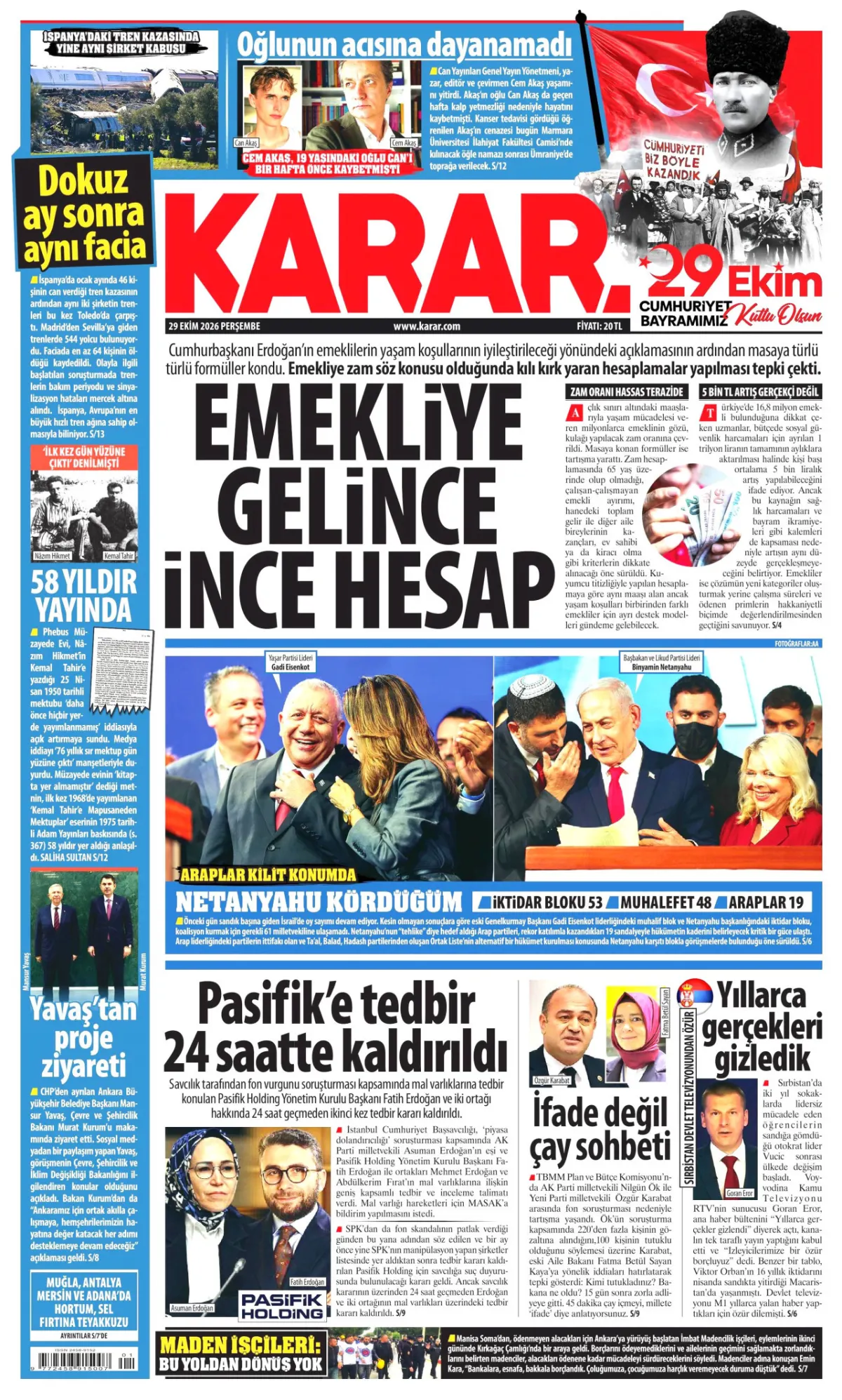 Karar birinci sayfa manşeti (30 Ekim 2026)