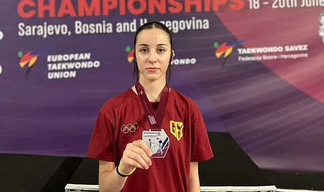 Aydınlı tekvandocu Rümeysa, Avrupa ikincisi oldu