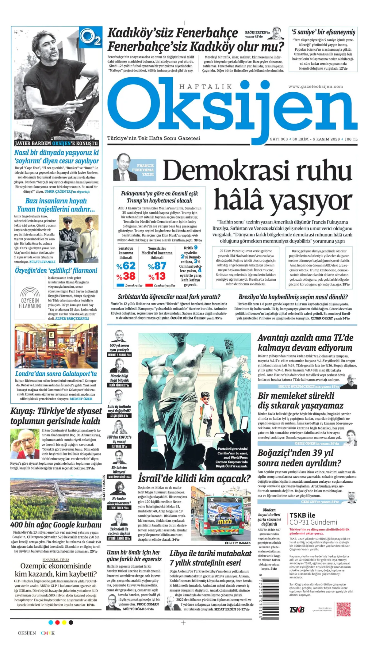Oksijen birinci sayfa manşeti (30 Ekim 2026)
