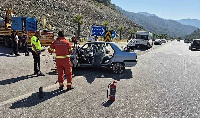 Göcek Tüneli çıkışında sıkışmalı trafik kazası