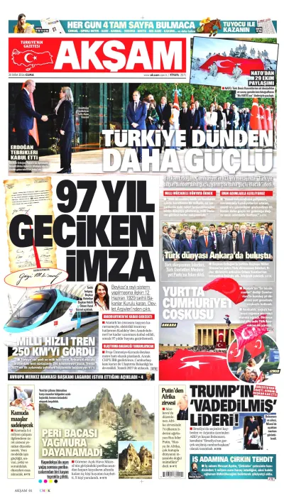 Akşam manşeti