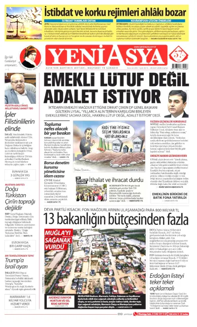 Yeni Asya manşeti