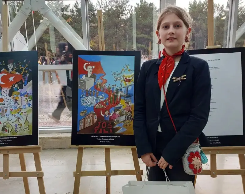 Düzceli Öğrenci Meryem Tural’dan Cumhuriyet Resim Yarışmasında Büyük Başarı