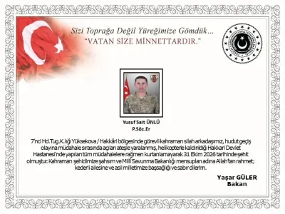 Hakkari Yüksekova Hudut Hattında Şehit Ateşi