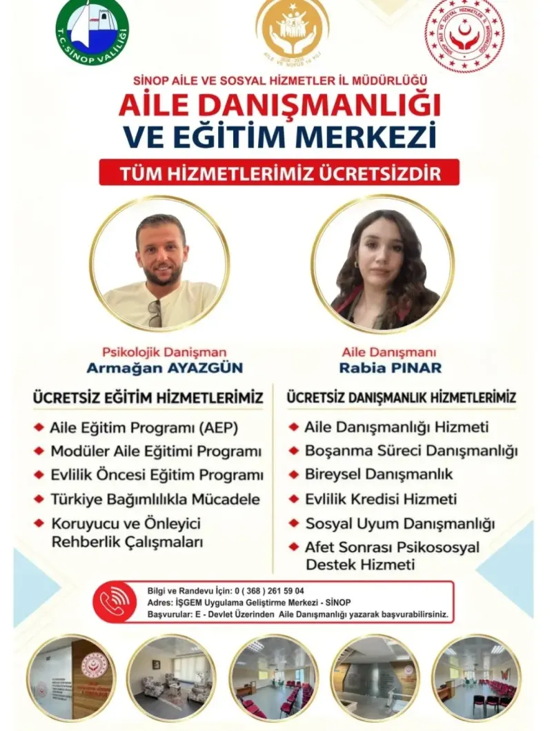 Sinop’ta Ailelere Yönelik Ücretsiz Danışmanlık ve Eğitim Hizmeti Başlatıldı