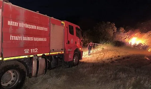 Kırıkhan'da otluk alandan alevler yükseldi