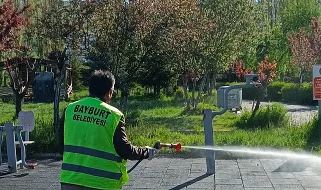 Bayburt'ta kene riskine karşı yeşil alanlar ilaçlandı