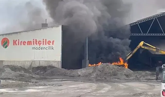 Edirne'de eylemin sürdüğü maden tesisinde yangın çıktı