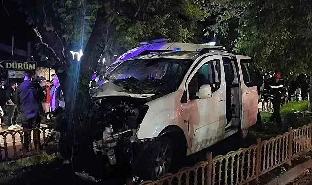 Kontrolden çıkan otomobil ağaca çarptı: 2 yaralı