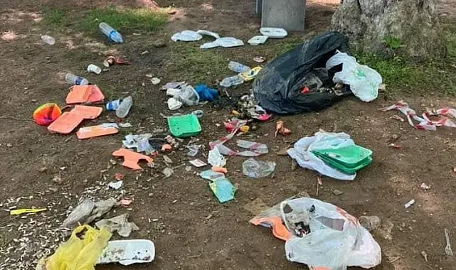 Bursa'da mesire alanı bir günde çöplüğe döndü