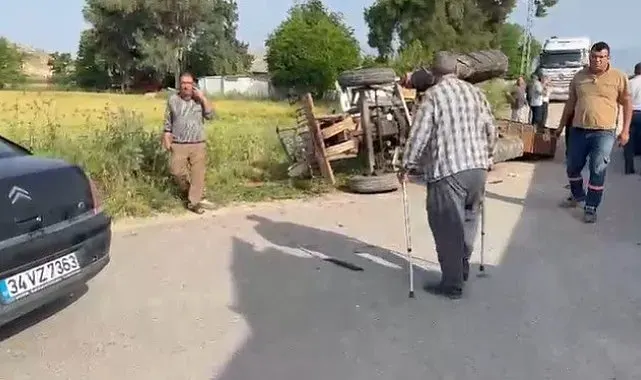 Kırıkhan'da devrilen traktör sürücüsü yaralandı