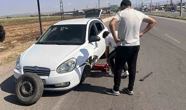 Zorlu geçen KPSS'nin ardından kullandığı otomobilin tekeri yerinden fırladı