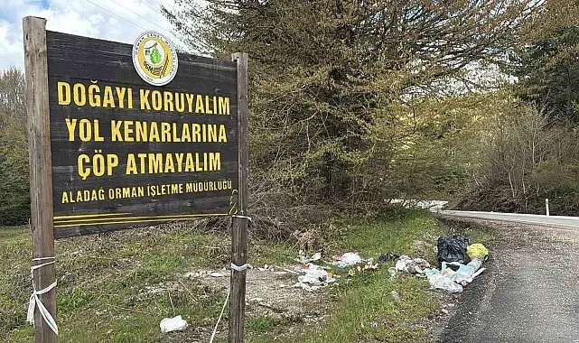 Bolu'da pes dedirten görüntü: 'Çöp atmayın' tabelasının altını çöple doldurdular