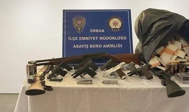 Erbaa'da silah operasyonunda cephanelik çıktı