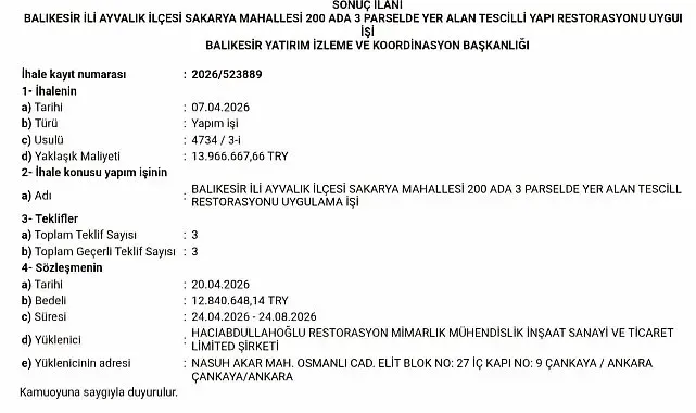 13 milyon TL'lik ihale tamamlandı, tarihi yapı yeniden hayat bulacak