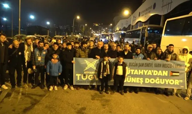 Galata Köprüsü'ndeki Filistin buluşması için Kütahya'dan 600 kişi yola çıktı