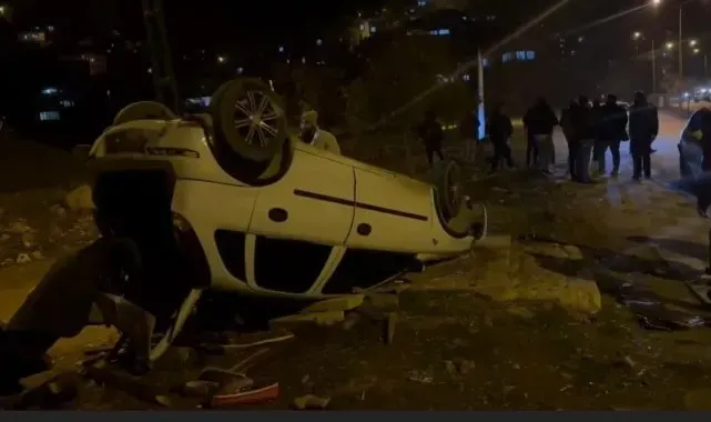 Osmaniye'de park halindeki araca çarpan otomobil takla attı: 1 yaralı