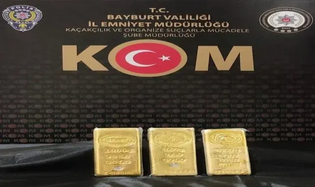 Bayburt'ta 10 milyon lira değerinde 3 külçe altın ele geçirildi