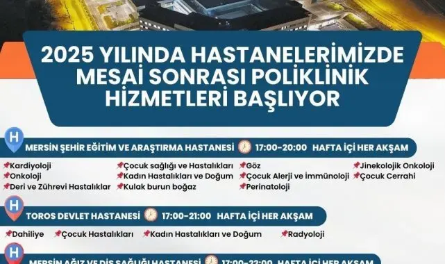 Mersin'de mesai sonrası poliklinik hizmetleri başlıyor