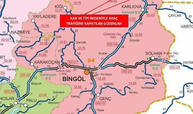 Bingöl-Erzurum karayolunun bir kısmı tır trafiğine kapandı
