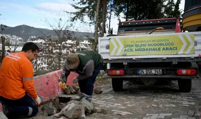 Kuşadası Belediyesi Acil Müdahale Birimi sorunları çözüme kavuşturuyor