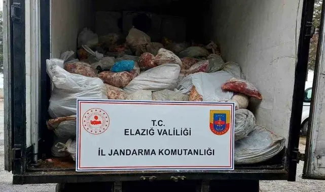 Elazığ'da kamyon kasasında 3 milyon liralık kaçak et ele geçirildi