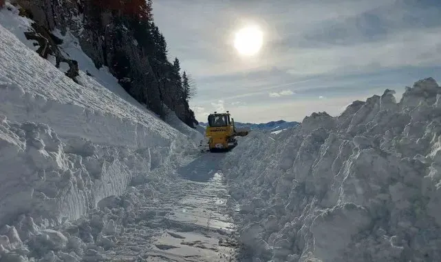 Kar nedeniyle ulaşıma kapanan Artvin'in Macahel Geçidi'nde yol açma çalışmaları 10 gündür devam ediyor