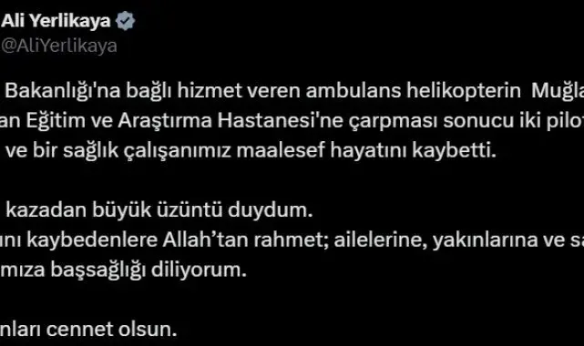 Bakanlar'dan helikopter kazasında vefat edenlere rahmet mesajı