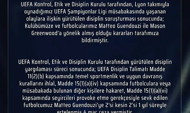 Fenerbahçe'den UEFA kararına dair açıklama