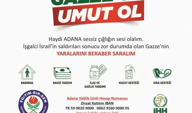 Eğitim-Bir-Sen Adana Şubesi'nden Gazze'ye yardım kampanyası