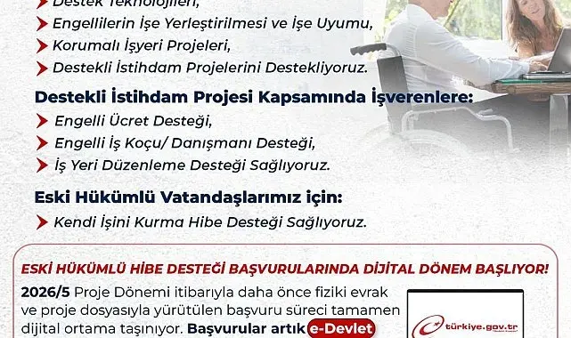 Engelli ve eski hükümlü vatandaşlar için hibe desteği 2026 yılı 5. dönem başvuruları başladı