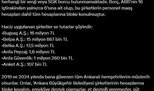 Ankara Büyükşehir Belediye Başkanı Yavaş'tan 'hesaplara bloke' açıklaması