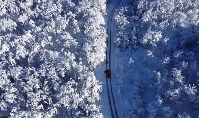 Karabük'te kar manzaraları dronla görüntülendi
