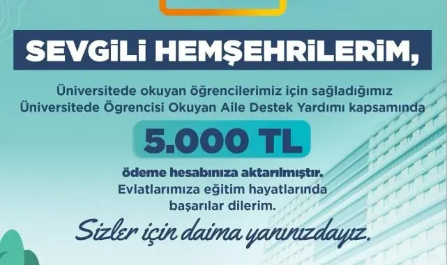 Kayseri Büyükşehir'den 5 binden fazla aileye eğitim desteği