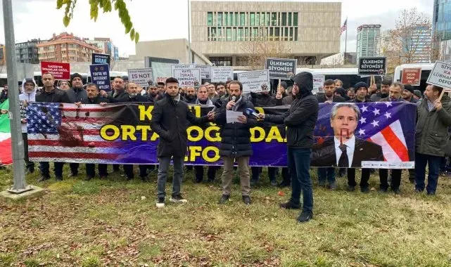 ABD Büyükelçiliği önünde Blinken'e Filistin protestosu