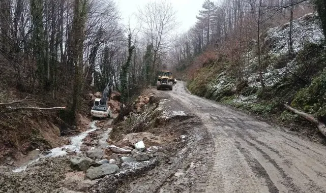 Yağışlarla birlikte meydana gelen heyelanlara anında müdahale
