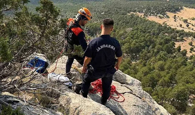 Burdur'da 3 gündür sarp arazide mahsur kalan 6 küçükbaş hayvan ekipler tarafından kurtarıldı