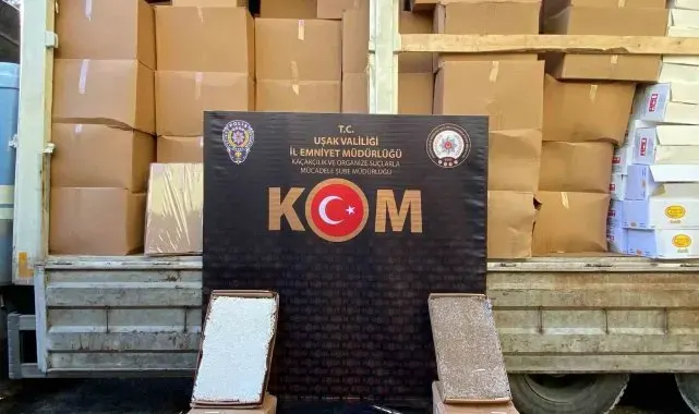 Uşak'ta 5 milyona yakın değerinde kaçak makaron ele geçirildi