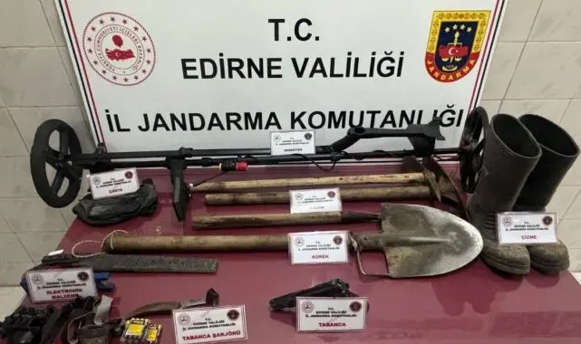 Edirne'de kaçak kazı yapan 2 kişi suçüstü yakalandı