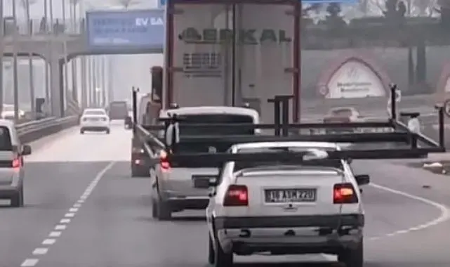 İnegöl'de tehlikeli taşıma kamerada