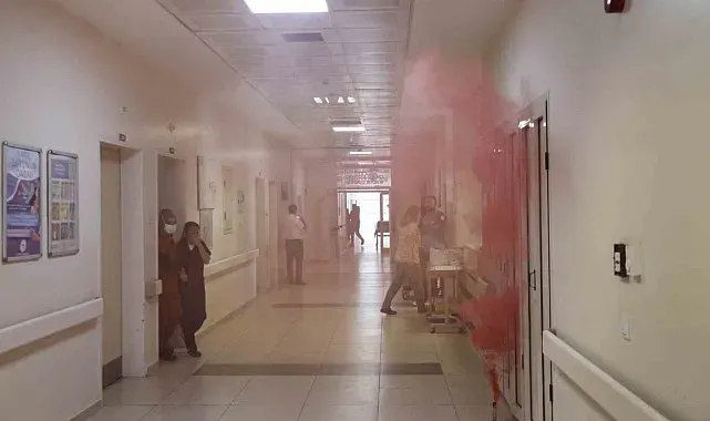 Hastanede gerçeği aratmayan yangın tatbikatı