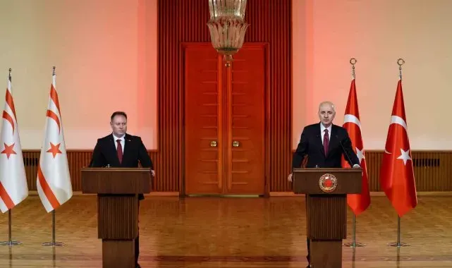 TBMM Başkanı Kurtulmuş KKTC Cumhuriyet Meclis Başkanı Ziya Öztürkler ile basın toplantısı düzenledi