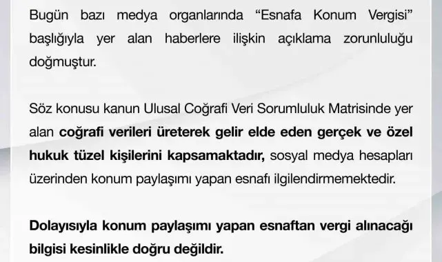 Çevre, Şehircilik ve İklim Değişikliği Bakanlığından "konum vergisi" açıklaması