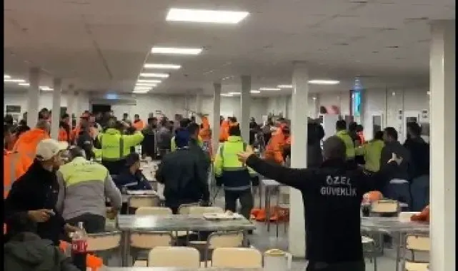 Akkuyu NGS yemekhanesinde işçiler birbirine girdi, masa ve sandalyeler havada uçuştu