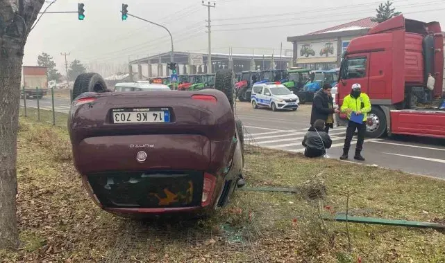 Otomobil takla attı, burunları bile kanamadı