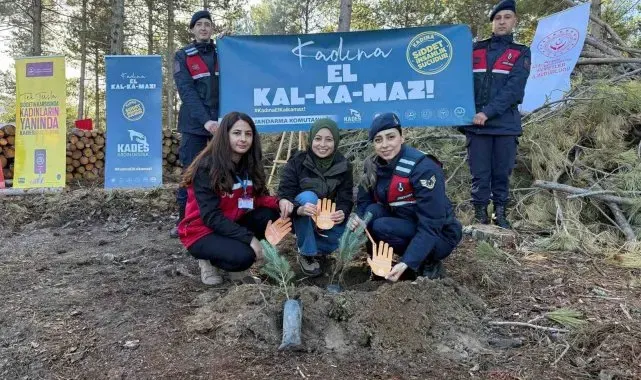 Çine'de fidanlar kadına şiddete karşı toprakla buluştu