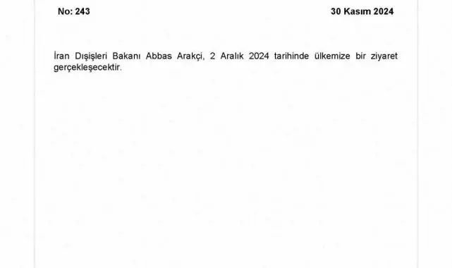 İran Dışişleri Bakanı Arakçi Türkiye'ye geliyor
