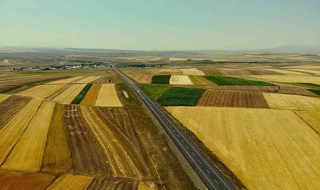 Kars'ta tarım arazileri havadan görüntülendi: Tarlalar halı ve kilim desenlerini aratmadı