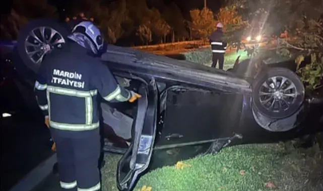 Mardin'de otomobil takla attı: 1'i ağır 5 yaralı