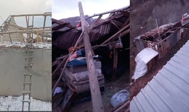 Hakkari'de fırtına çatıları uçurdu
